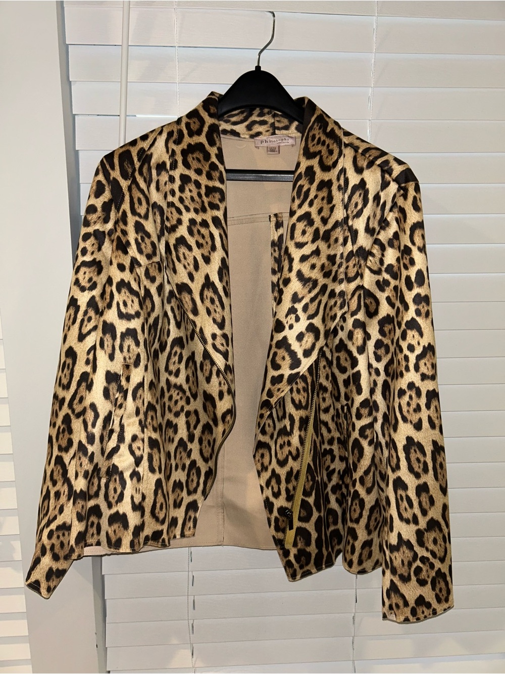 Philosophy Leopard Print Draped Jacket - Tan & Black